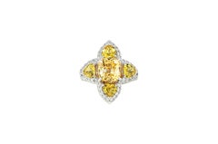 Yellow Sapphire with Diamond Ring Set in 18 Karat White Gold