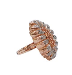 Yellow Sapphires, Diamonds, Rose Gold and Silver Ring.