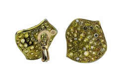 Diamond Yellow Sapphires Titanium 18 KT Gold Made in Italy Earrings