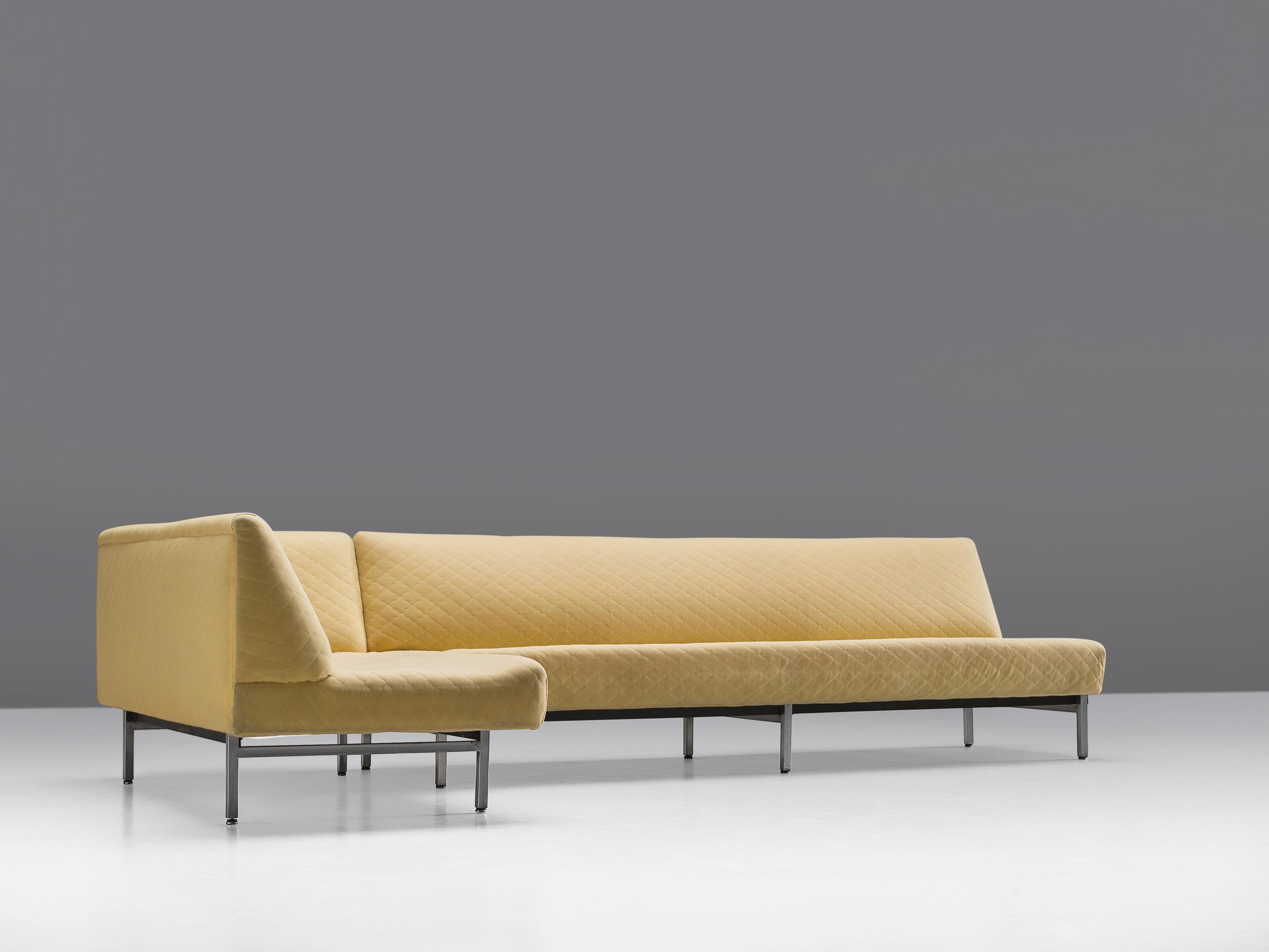 Américain Canapé d'angle sectionnel américain moderne en tissu jaune structuré en vente