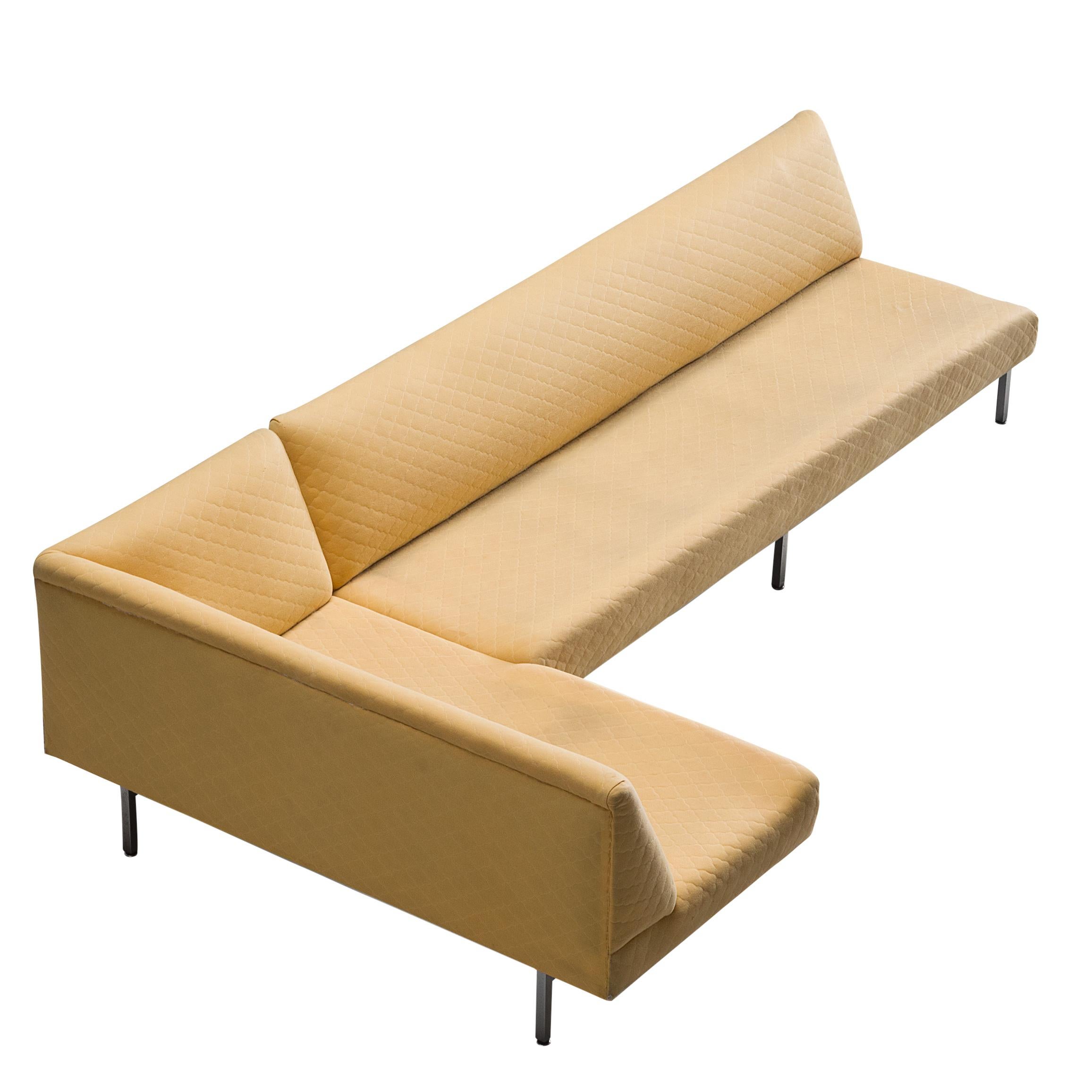 Modern American Sectional Corner Sofa in Structured Yellow Upholstery 
