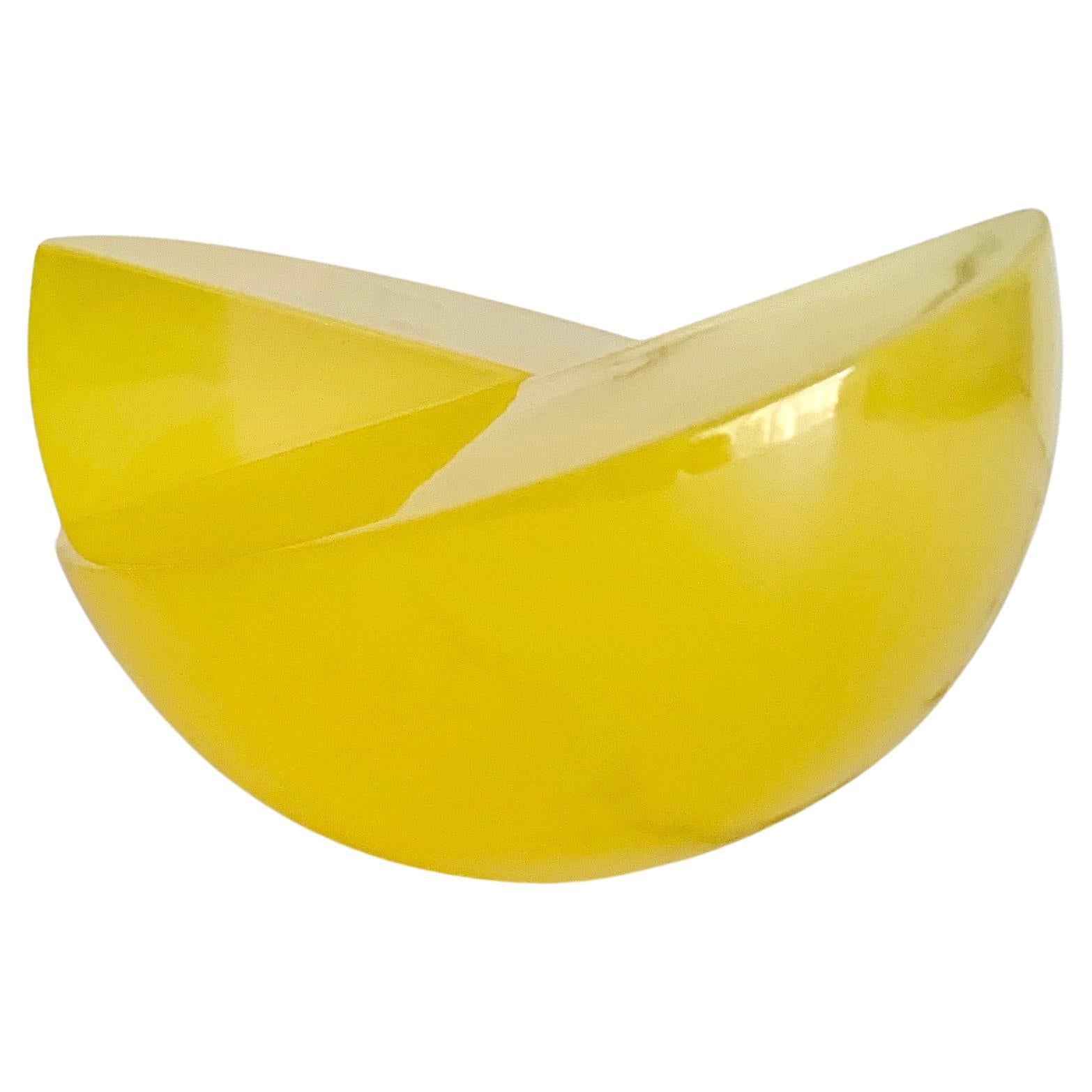 Yellow Semi Sphere Sculpture in Polished Resin by Paola Valle For Sale