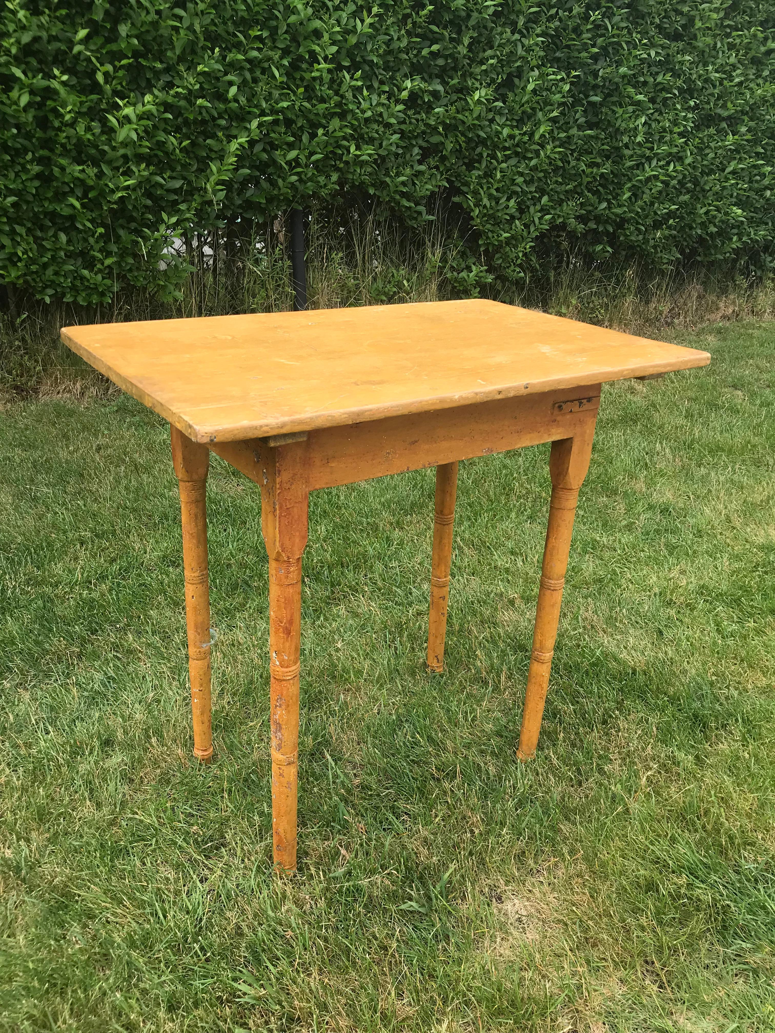 Canadian Yellow Side Table with Rat Tail Hardware