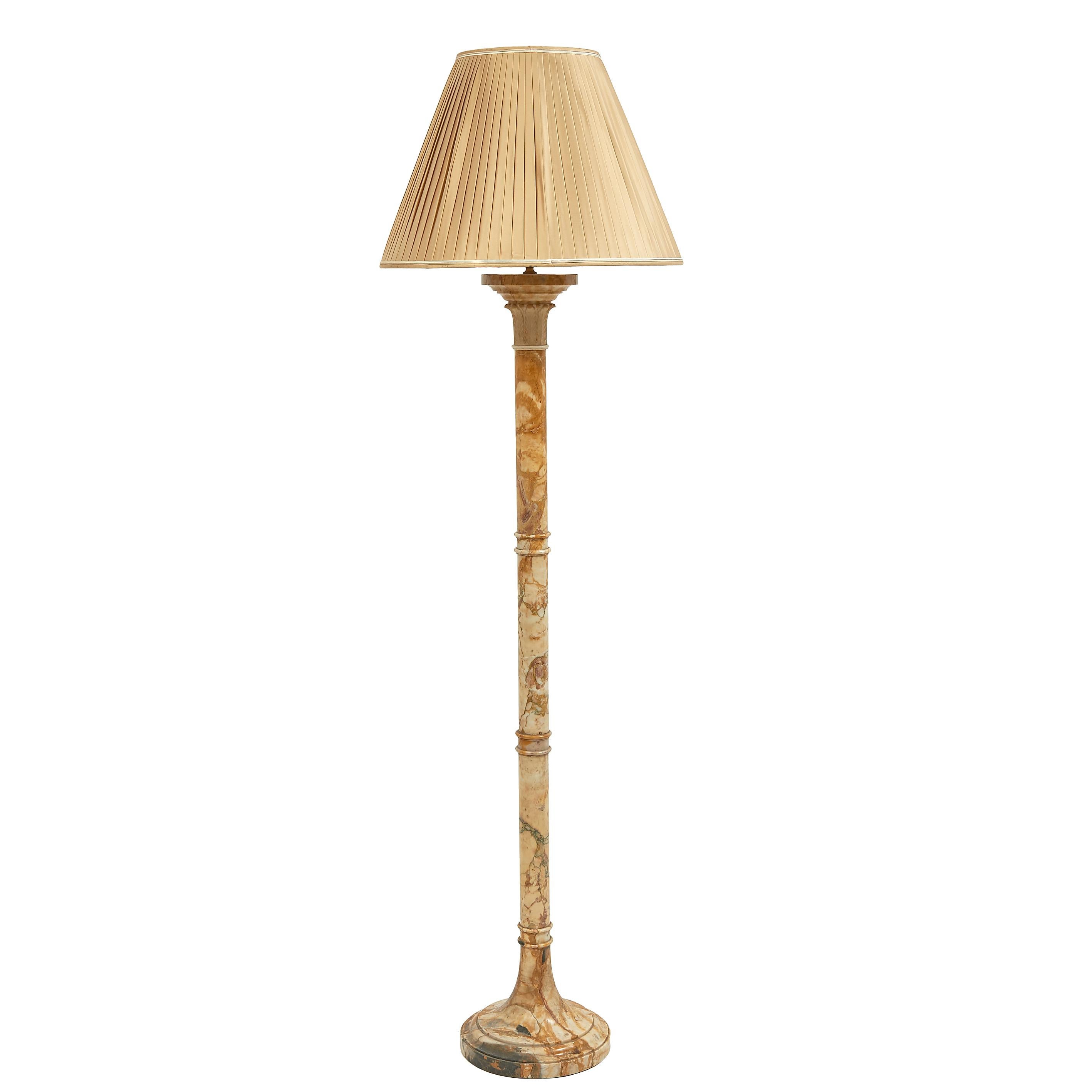 Yellow Sienna Marble Standard Lamp, Belgium, circa 1900 For Sale