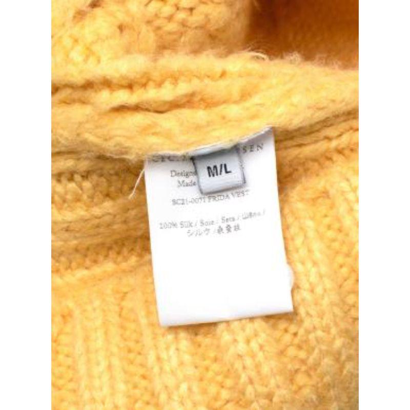 Yellow silk cable knit vest For Sale 4