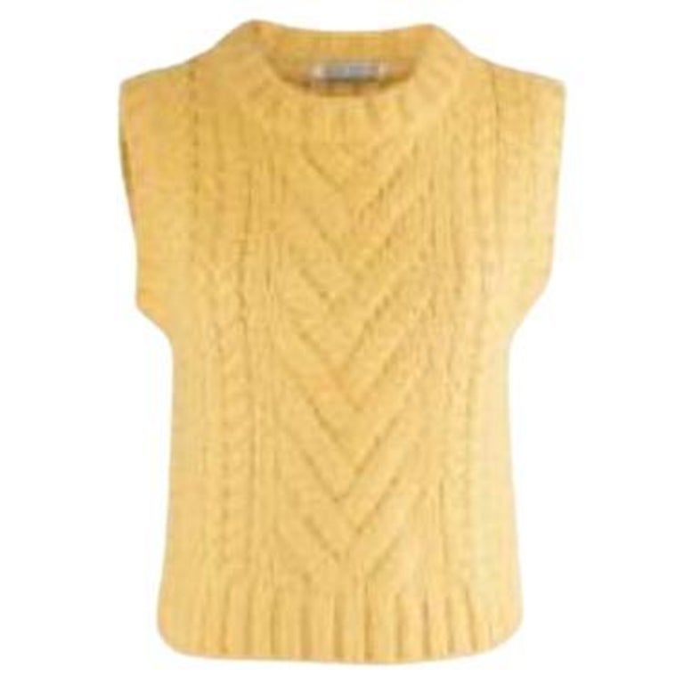 Yellow silk cable knit vest For Sale at 1stDibs