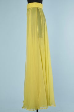 Yellow silk chiffon pant completly open on the both side Rochas