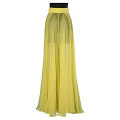 Yellow silk chiffon pant completly open on the both side Rochas 