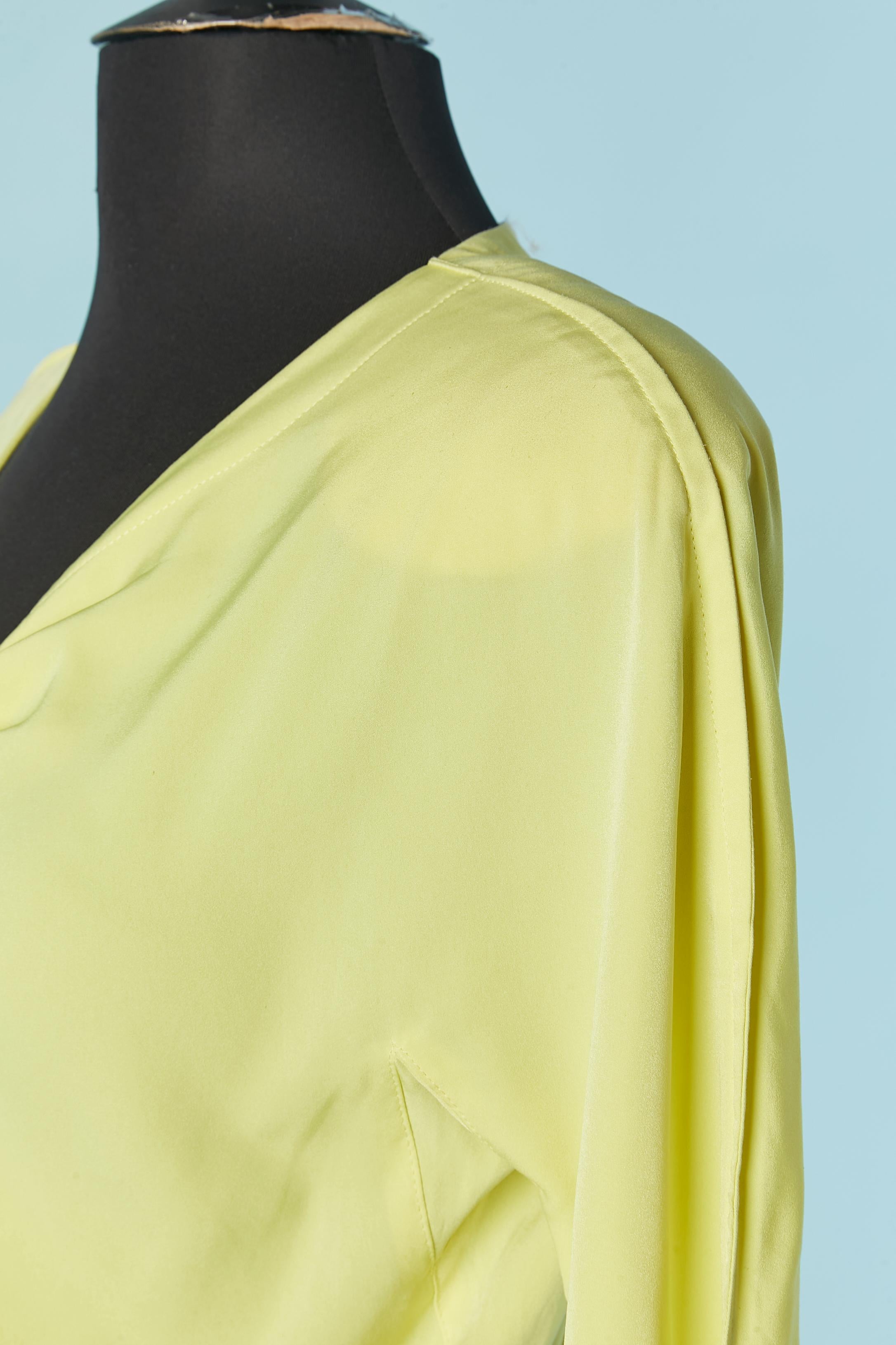 Women's Yellow silk cocktail dress with silver metal brooch THIERRY MUGLER For Sale