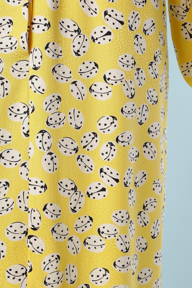 Yellow silk jacquard dress with ladybug print Givenchy Nouvelle Boutique  In Excellent Condition For Sale In Saint-Ouen-Sur-Seine, FR