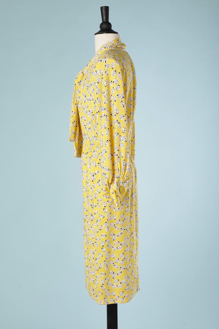 Women's Yellow silk jacquard dress with ladybug print Givenchy Nouvelle Boutique  For Sale
