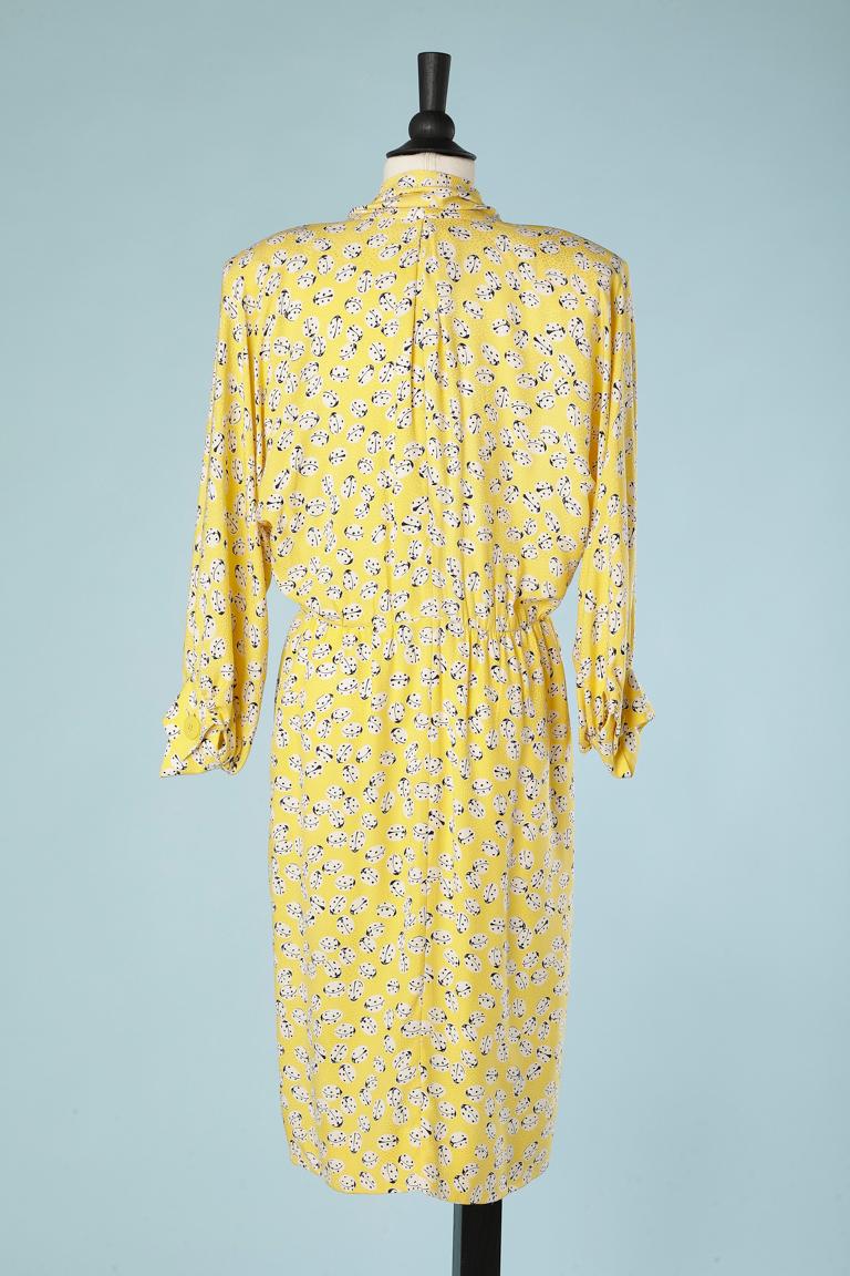 Yellow silk jacquard dress with ladybug print Givenchy Nouvelle Boutique  For Sale 1