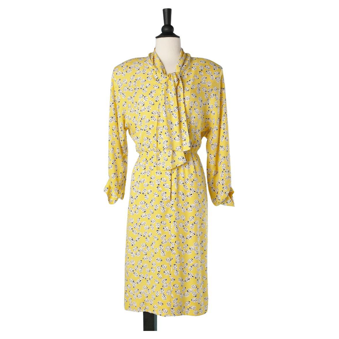 Yellow silk jacquard dress with ladybug print Givenchy Nouvelle Boutique For Sale