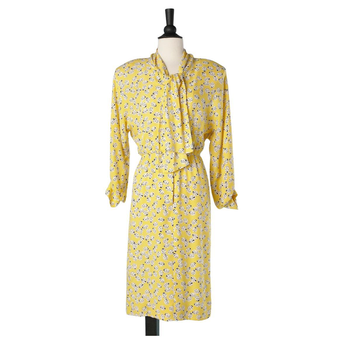 Yellow silk jacquard dress with ladybug print Givenchy Nouvelle Boutique  For Sale