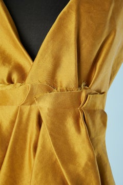 Yellow silk sleeveless drape cocktail dress Lanvin par Alber Elbaz