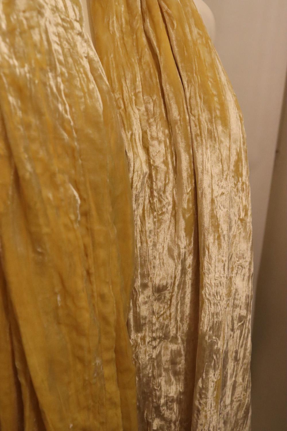 Yellow Silk Velvet Shawl For Sale 1