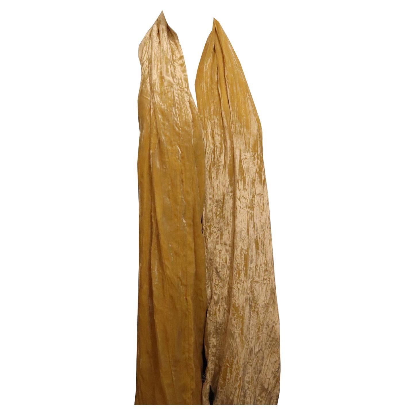 Yellow Silk Velvet Shawl For Sale