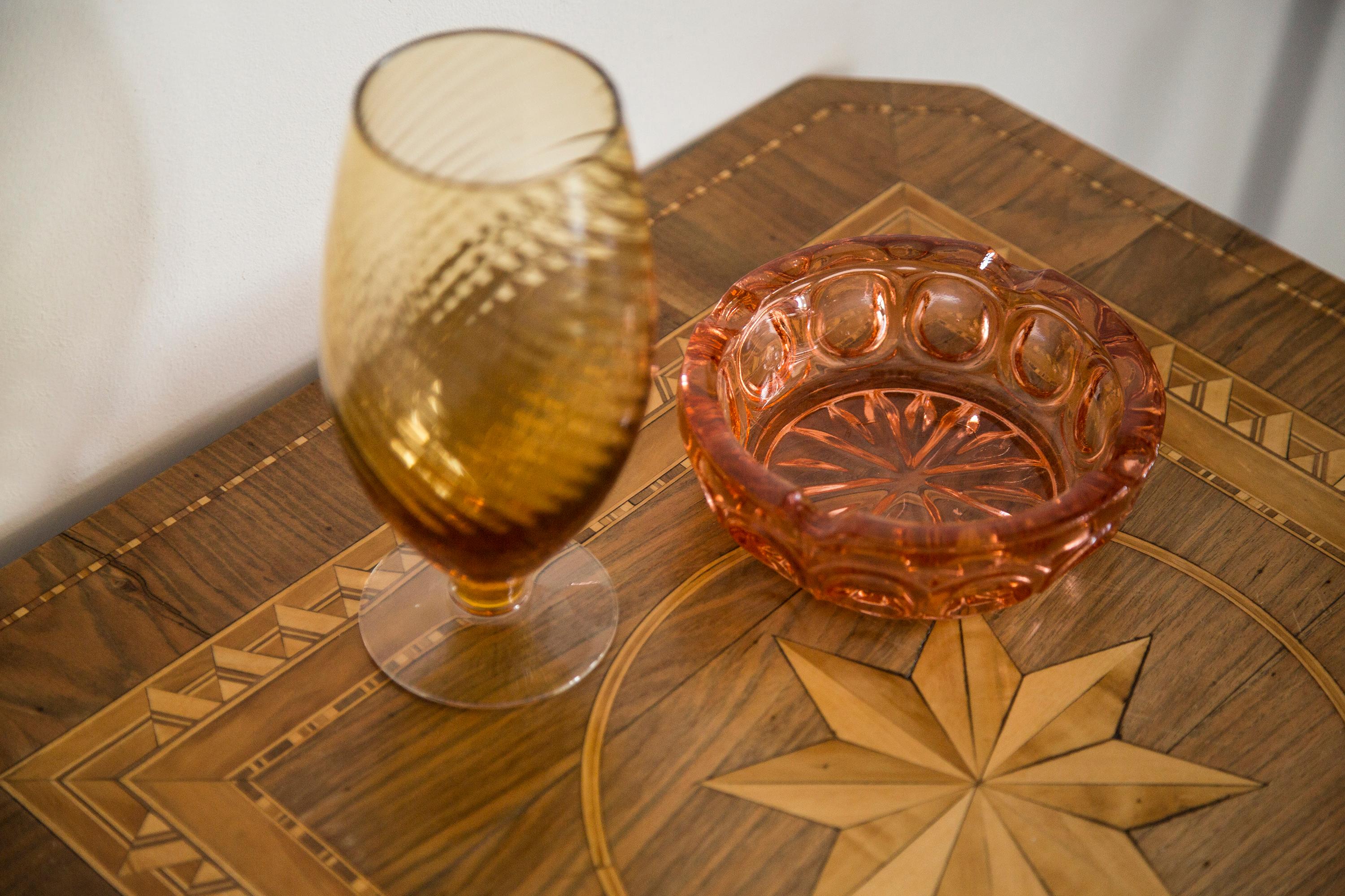Mid-Century Modern Yellow Small Vintage Vase Glass, 20th Century, Europe, 1960s For Sale