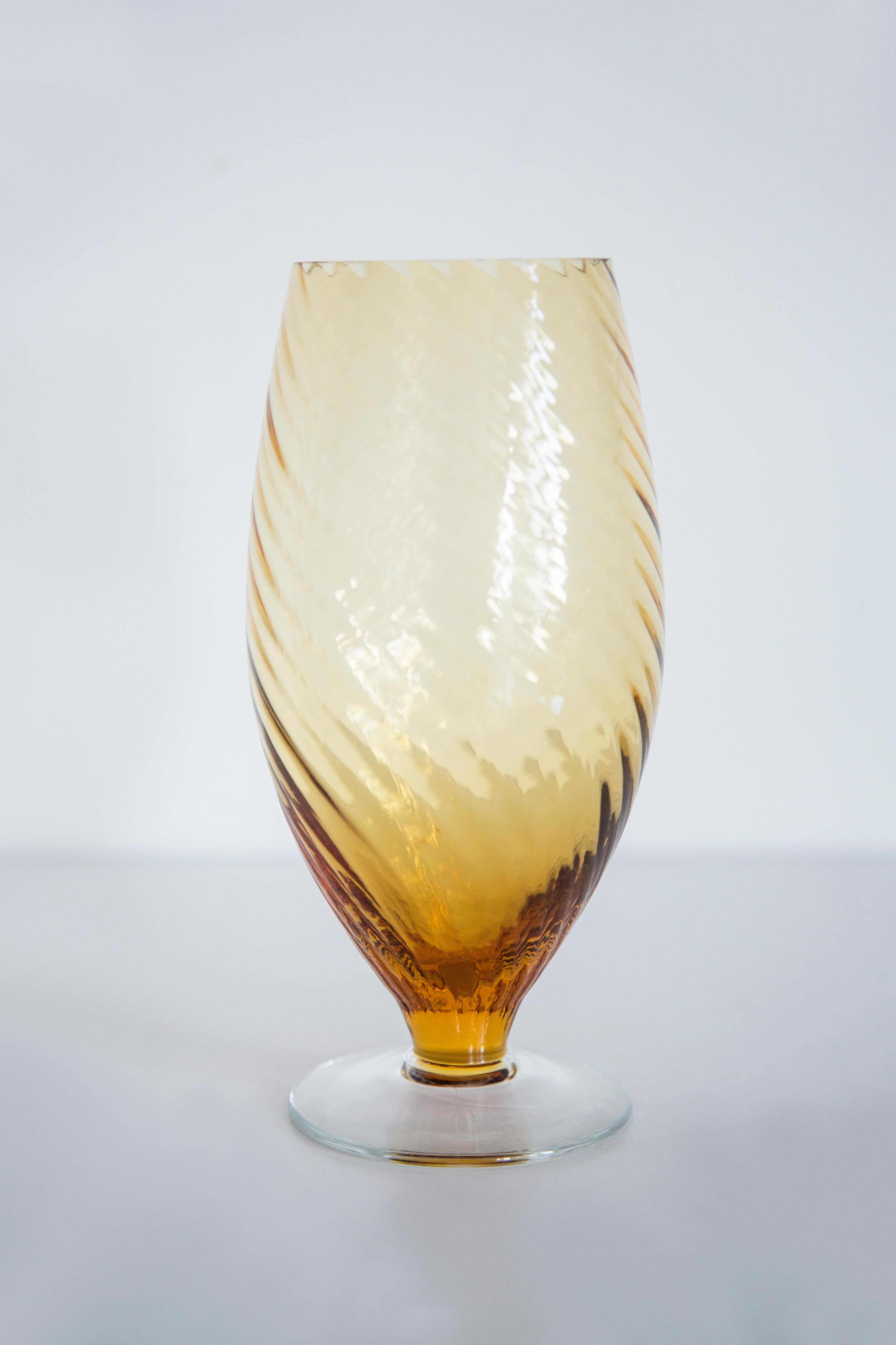 Czech Yellow Small Vintage Vase Glass, 20th Century, Europe, 1960s For Sale