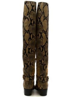 yellow snakeskin embossed leather Beca 45 heeled OTK boots