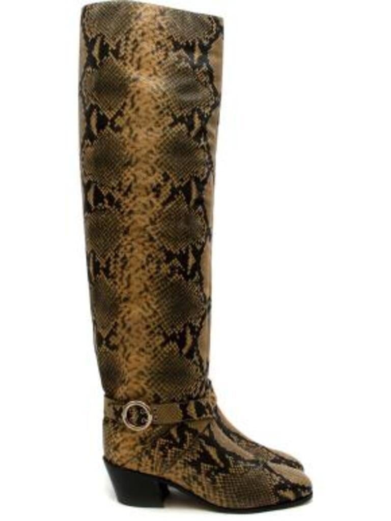 yellow snakeskin embossed leather Beca 45 heeled OTK boots For Sale at ...
