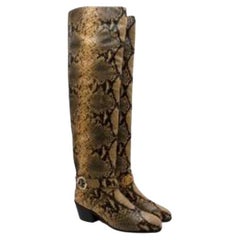 yellow snakeskin embossed leather Beca 45 heeled OTK boots