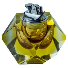 Retro Yellow Sommerso lighter by Seguso, faceted glass from Murano, Italy, 970