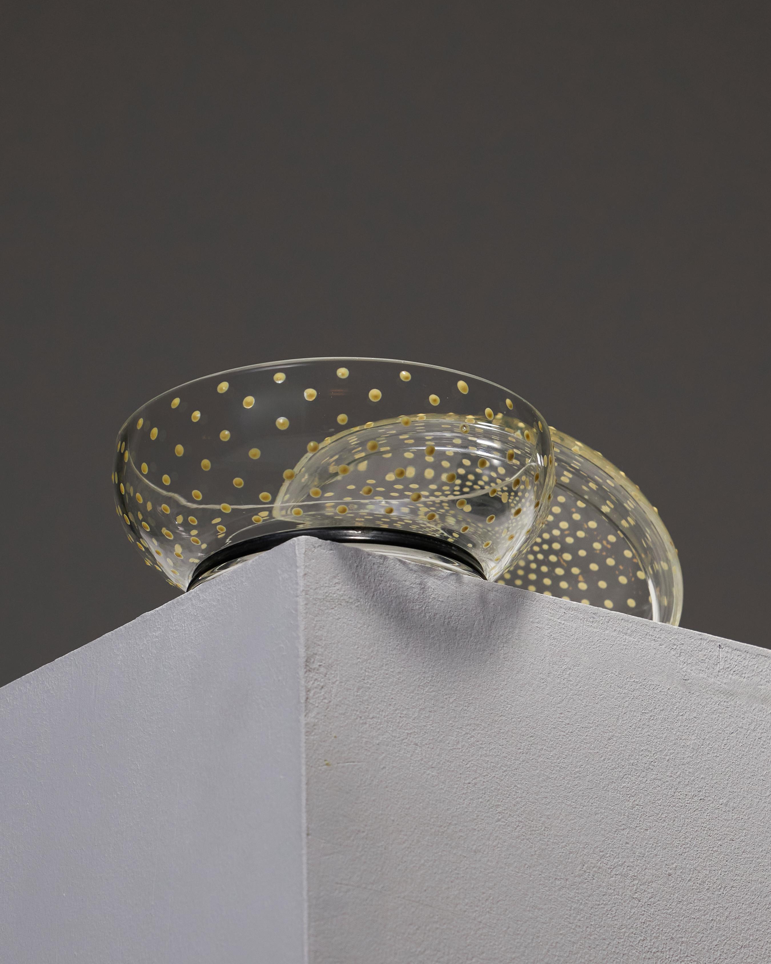 Milieu du XXe siècle Sucrier en verre moucheté jaune, années 1930 en vente