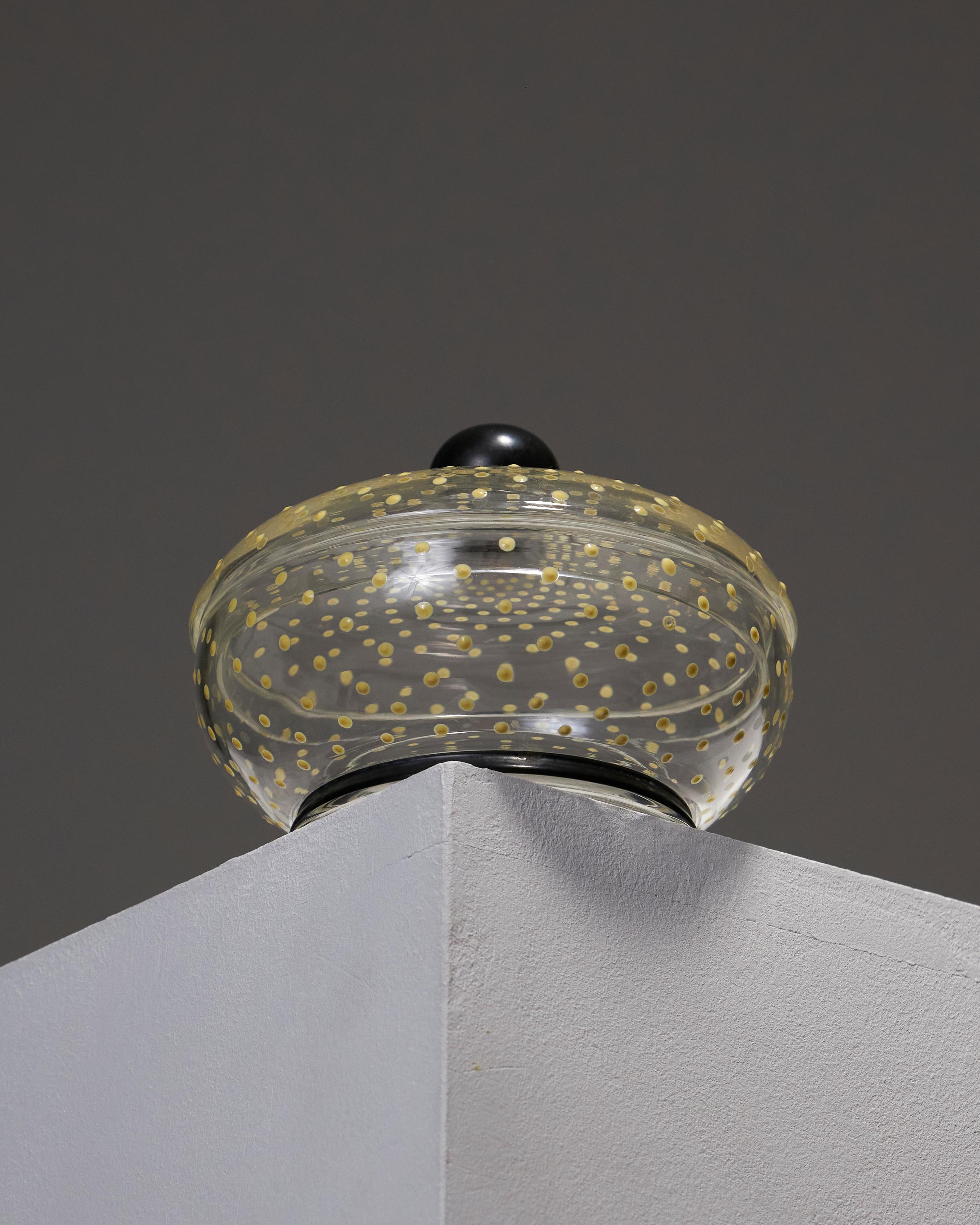 Verre Sucrier en verre moucheté jaune, années 1930 en vente
