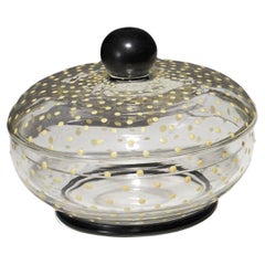 Yellow speckled glass sugar bowl, 1930s