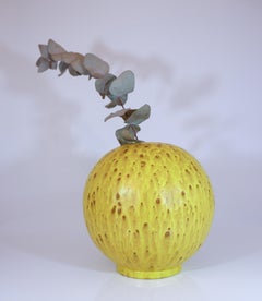 Gelbe kugelförmige Keramikvase - Jerk Werkmäster - Nittsjö 1930s Schweden