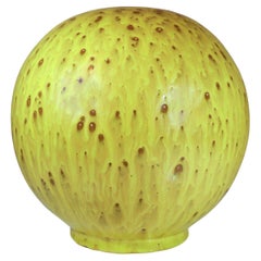 Yellow Spherical Ceramic Vase - Jerk Werkmäster - Nittsjö 1930s Sweden