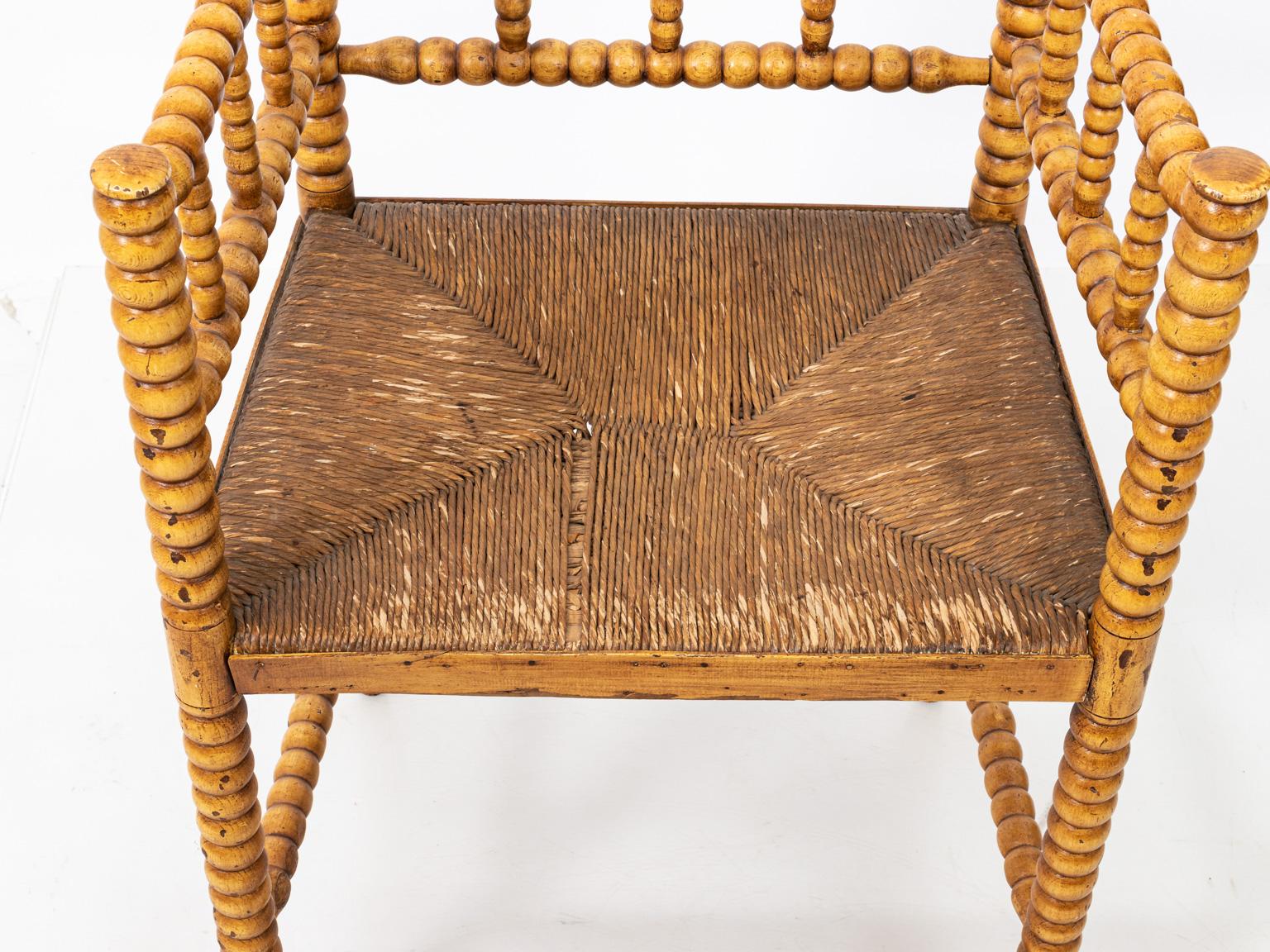 Victorian Yellow Spool Armchair