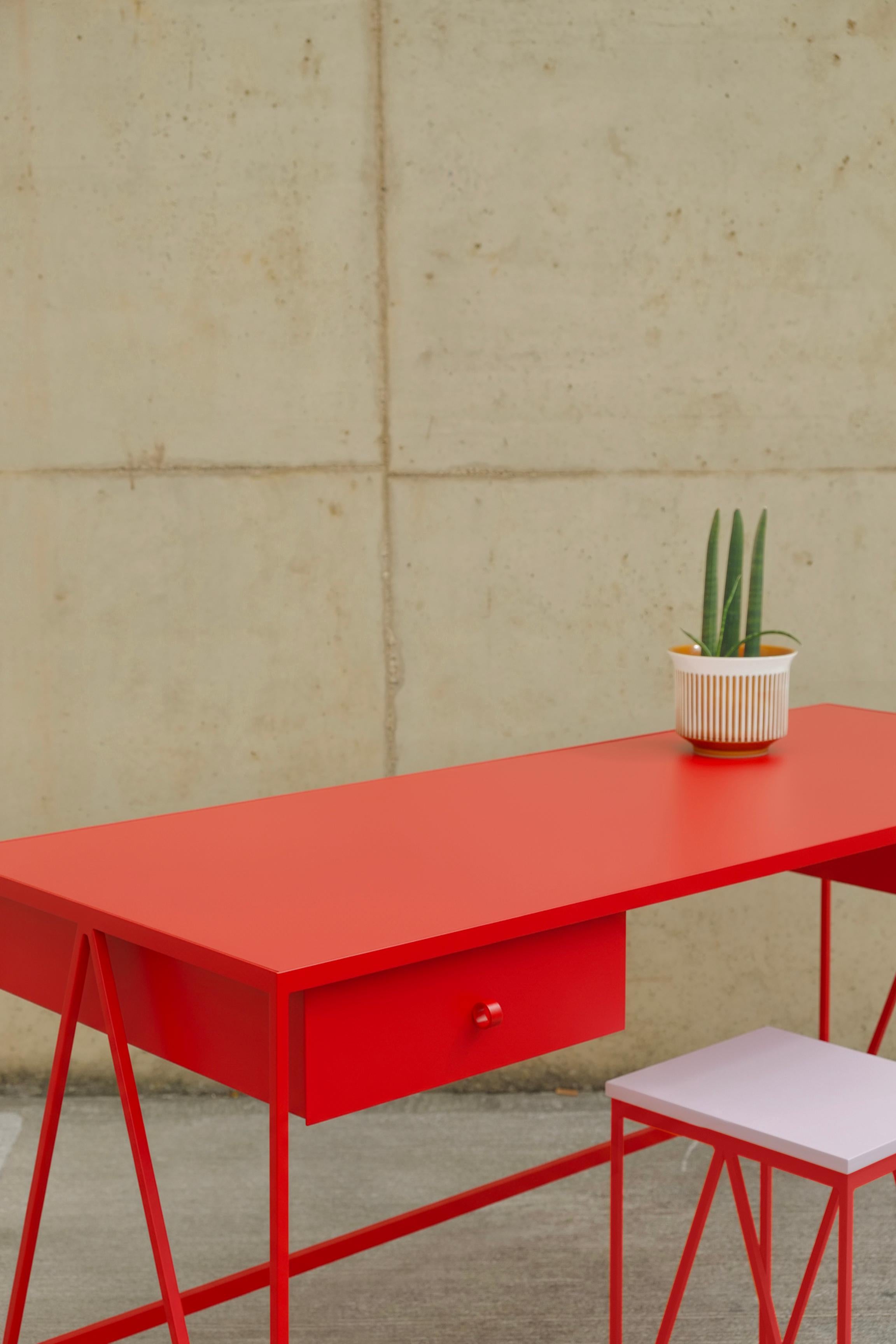 Yellow Steel Contemporary Study Desk with Two Drawers - Customizable in vendita 5