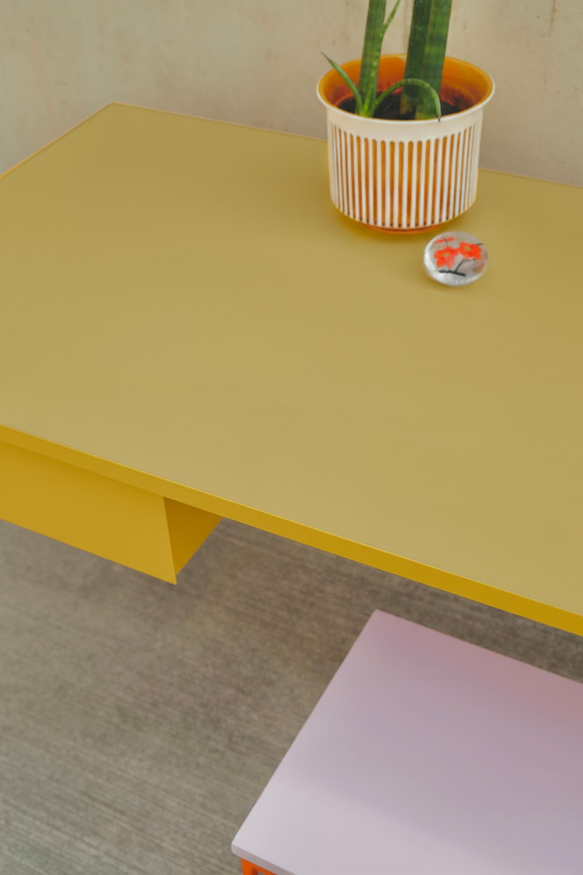 Moderno Yellow Steel Contemporary Study Desk with Two Drawers - Customizable in vendita