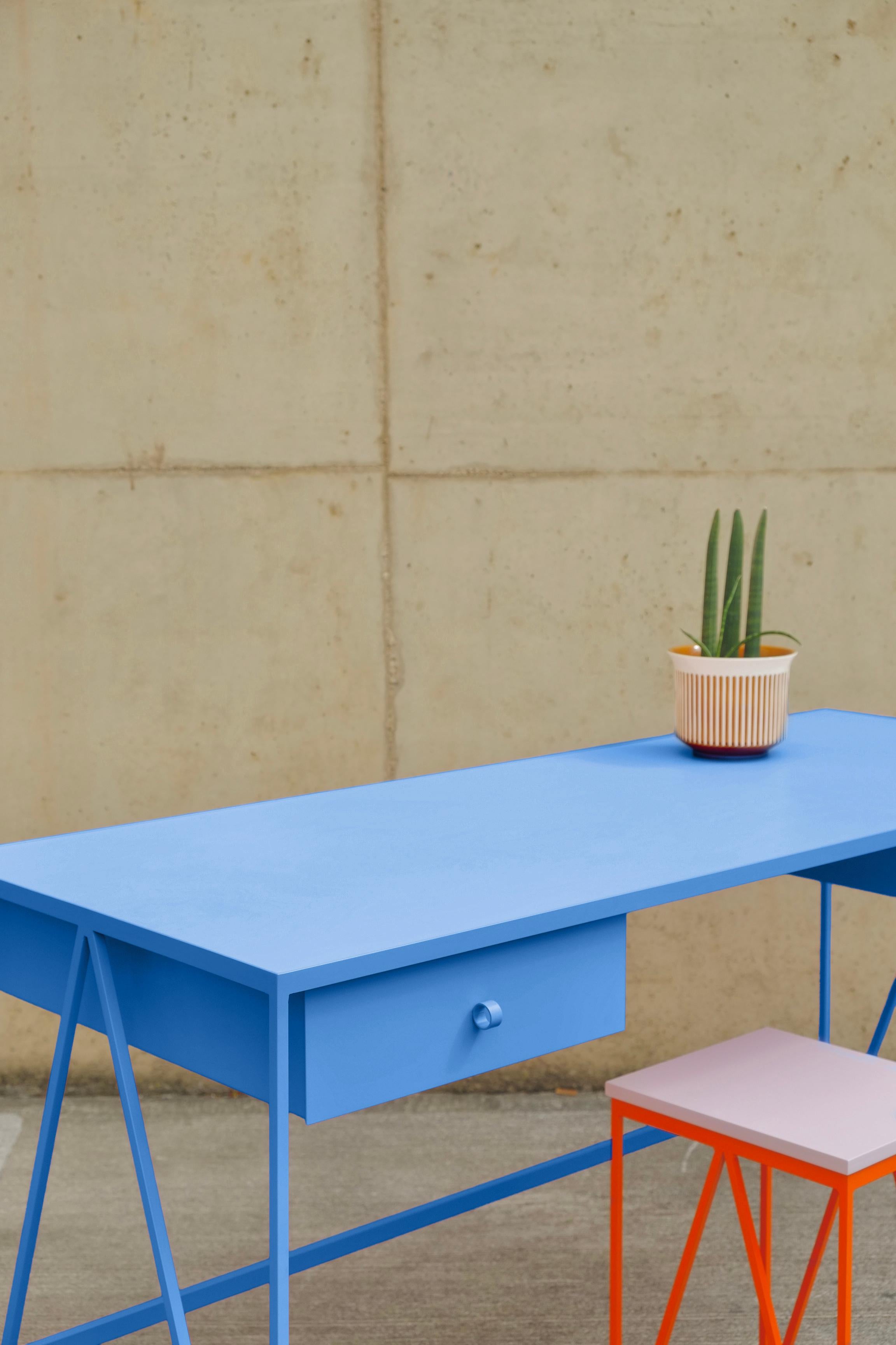 Acciaio Yellow Steel Contemporary Study Desk with Two Drawers - Customizable in vendita