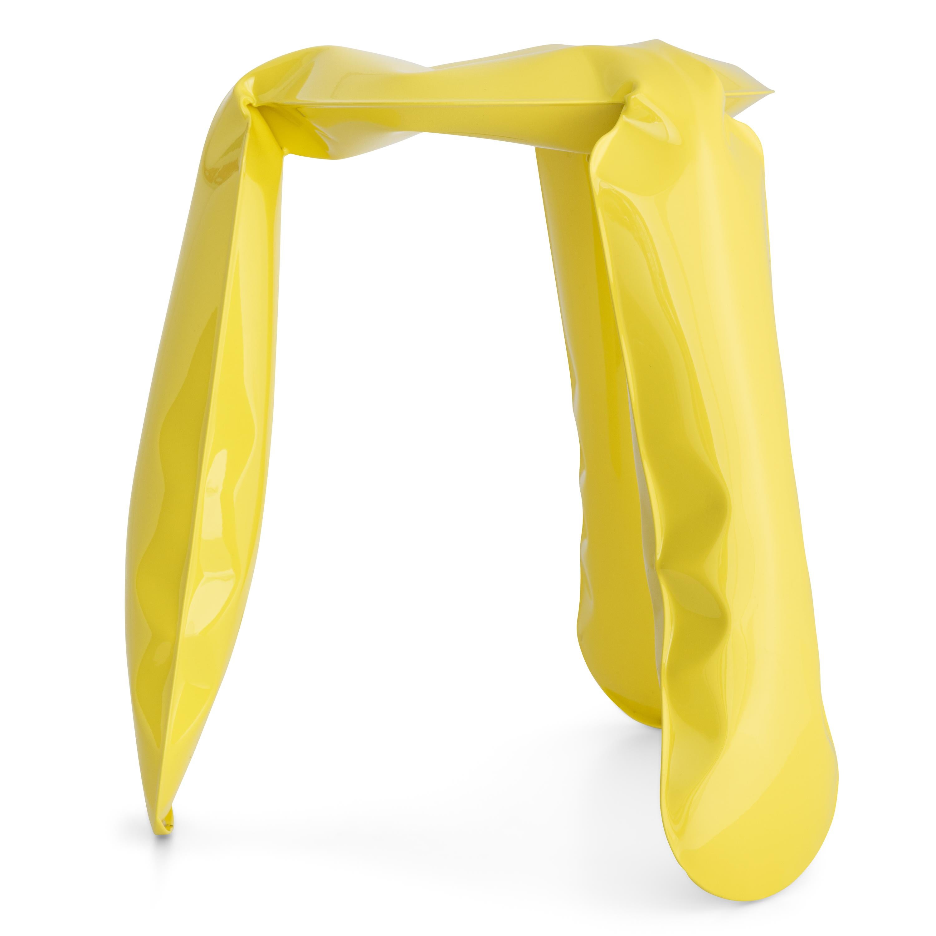 Organic Modern Yellow Steel Standard Plopp Stool by Zieta For Sale