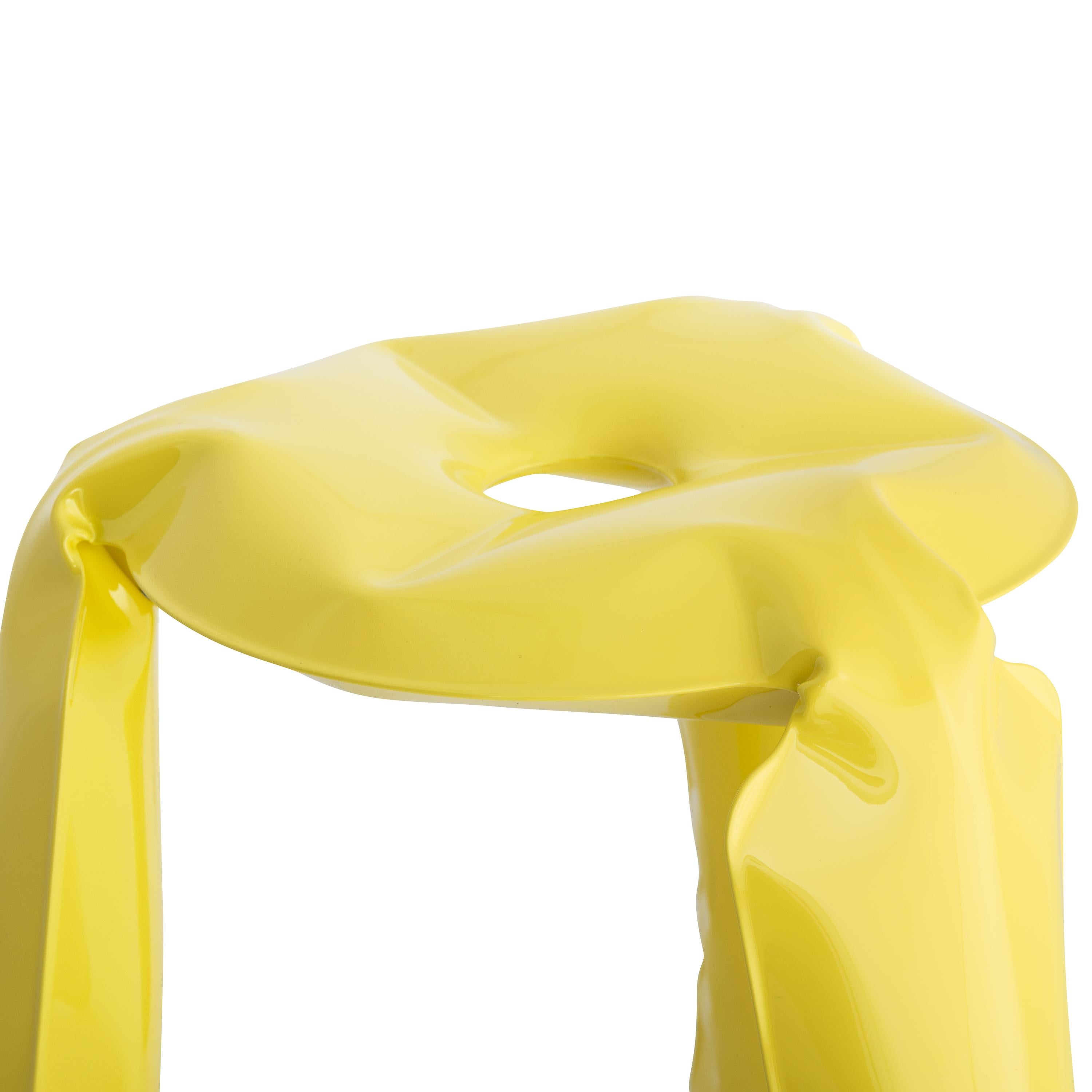 Polonais Tabouret Plopp standard en acier jaune de Zieta en vente