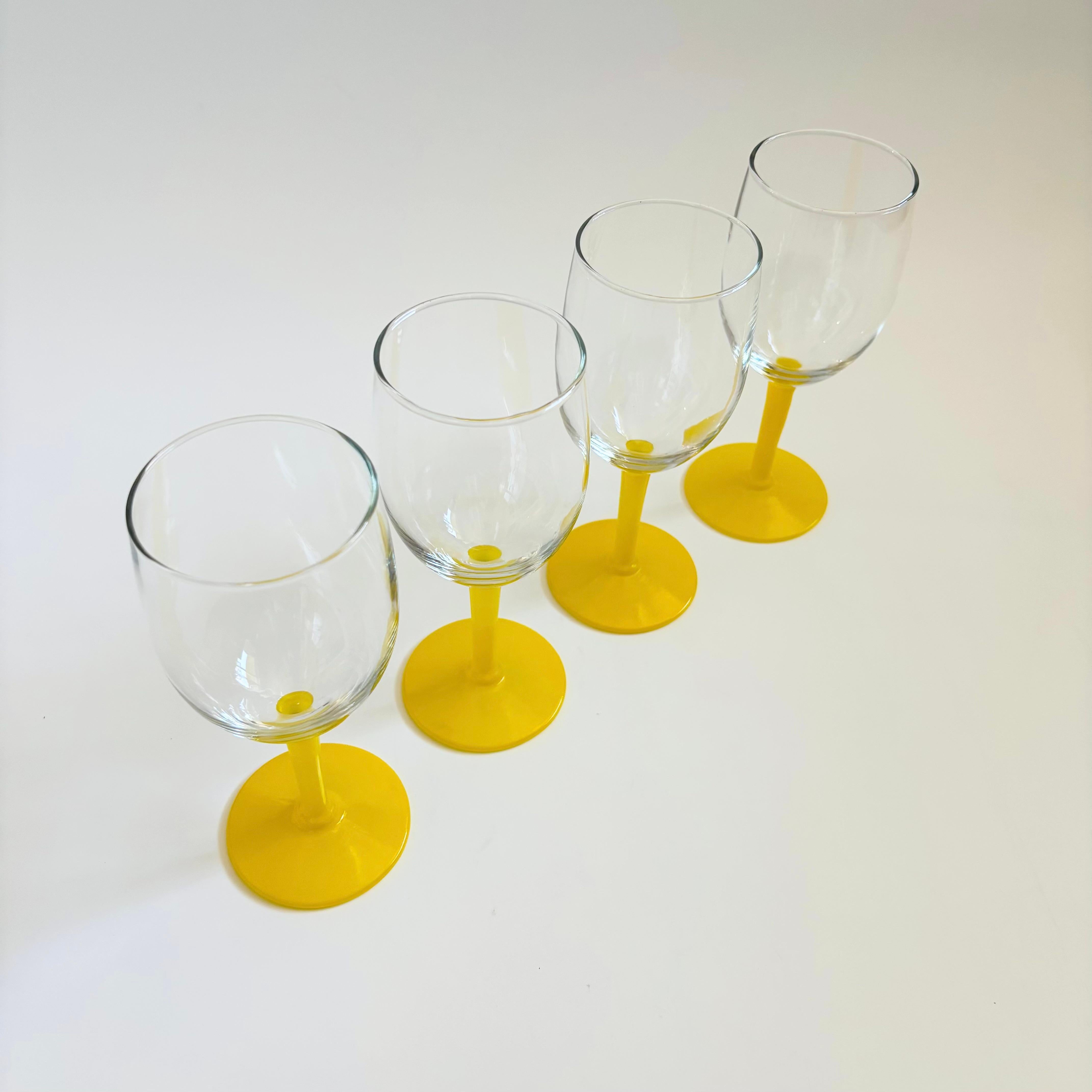 Post-Modern Yellow Stem Wine Glasses - Set of 4 For Sale
