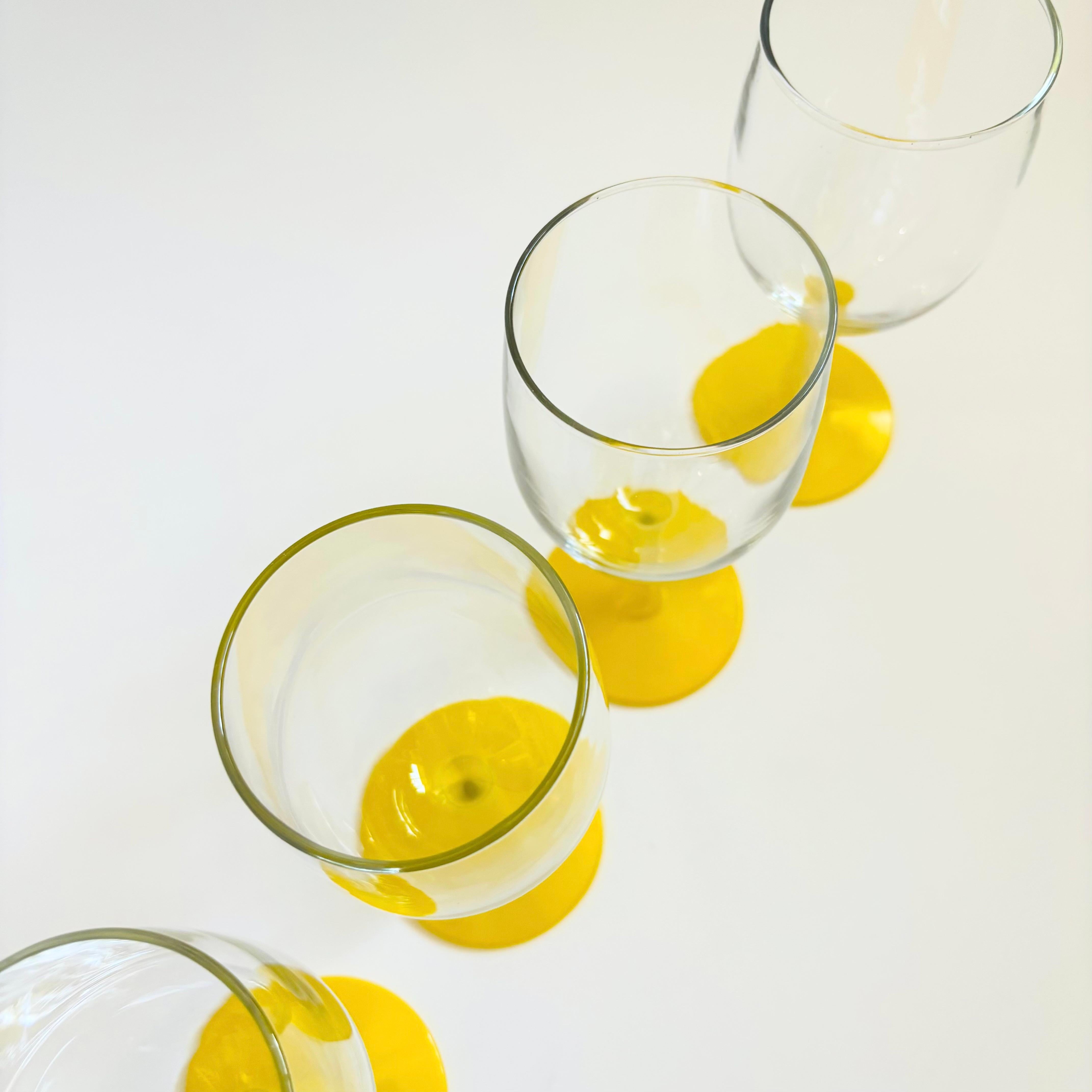 Yellow Stem Wine Glasses - Set of 4 For Sale 1