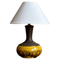 Yellow Stoneware Table Lamp #1 Nils Kähler, Denmark