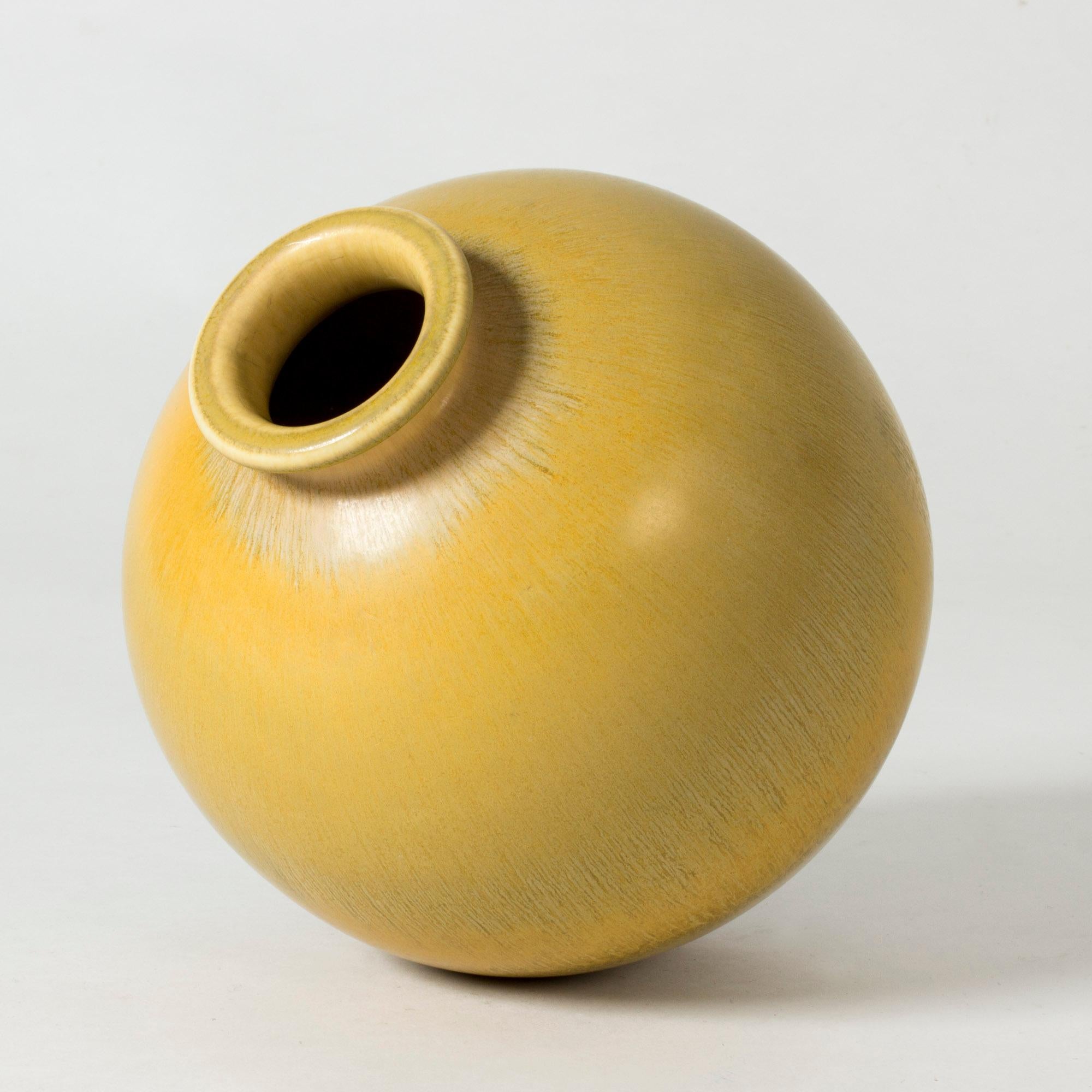 Swedish Yellow Stoneware Vase by Berndt Friberg