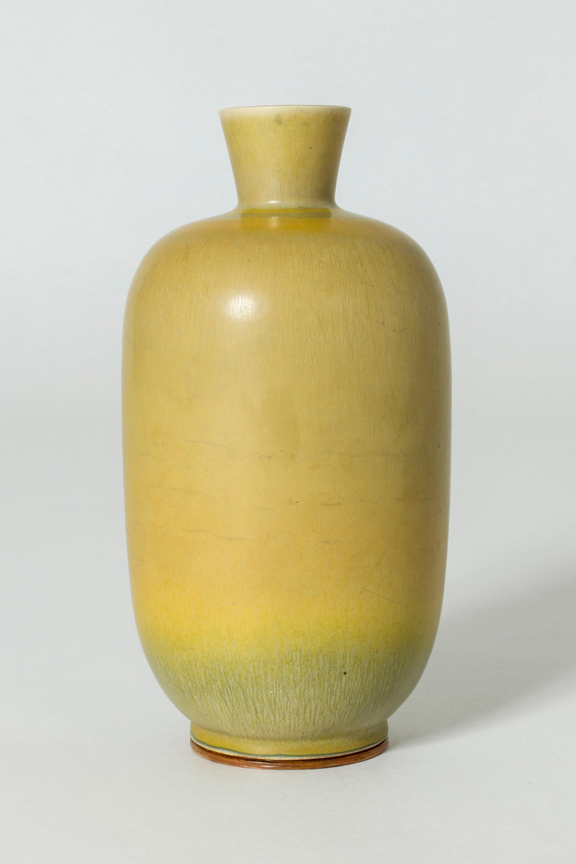 Swedish Yellow Stoneware Vase by Berndt Friberg
