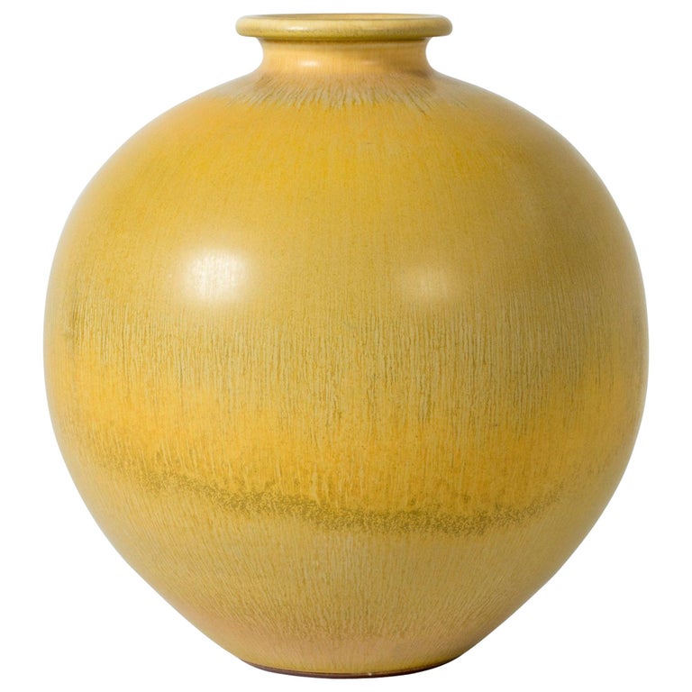 Yellow Stoneware Vase by Berndt Friberg at 1stdibs
