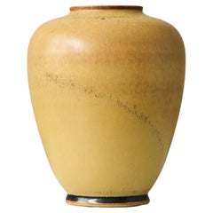 Yellow Stoneware Vase by Erich and Ingrid Triller for Tobo, Sweden, 1950s