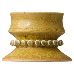 Yellow Stoneware Vase by Hertha Bengtson. Höganäs, Sweden, 1960s.