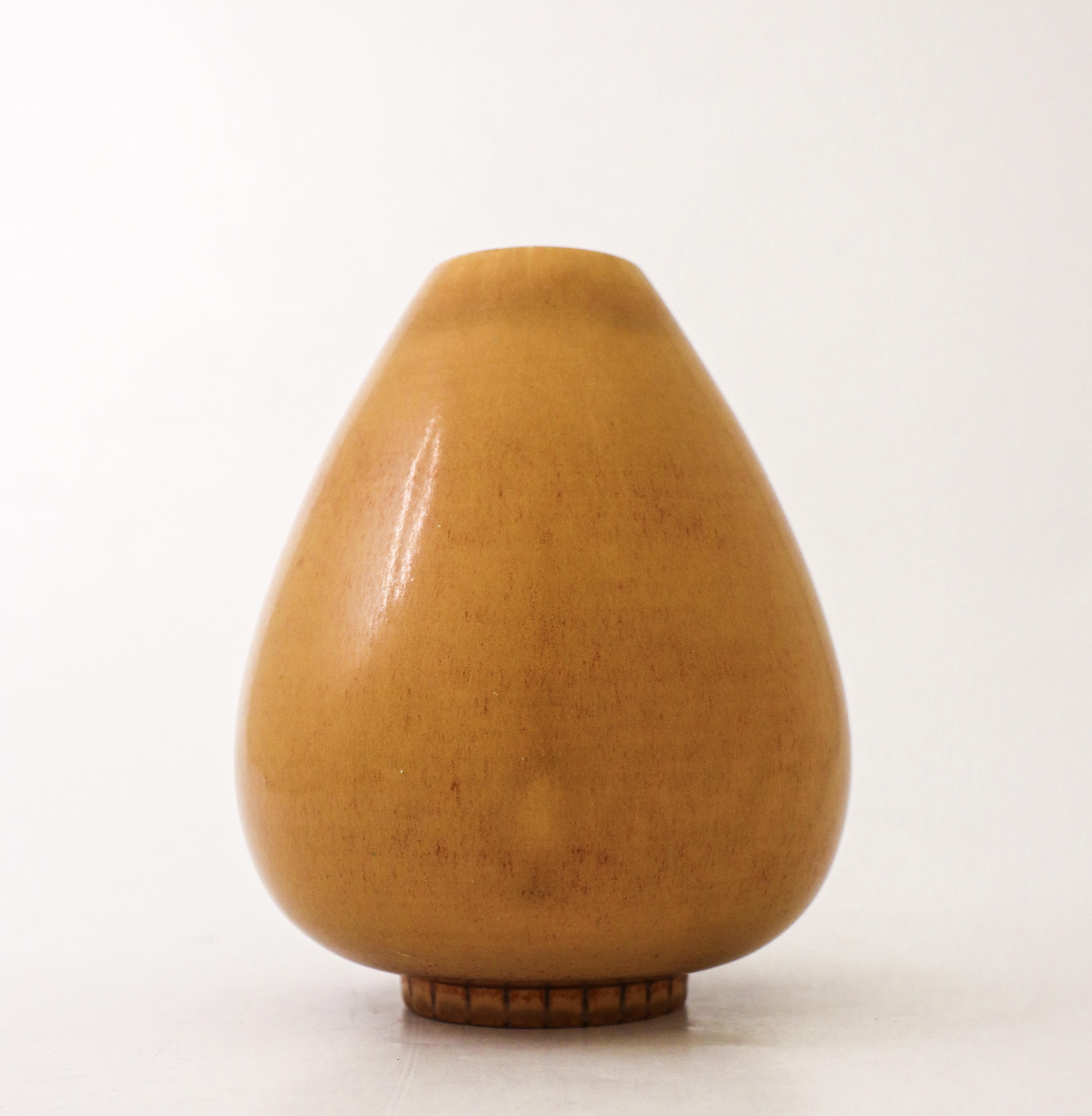 Swedish Yellow Stoneware Vase, Gunnar Nylund, Rörstrand, 1950-1960s For Sale