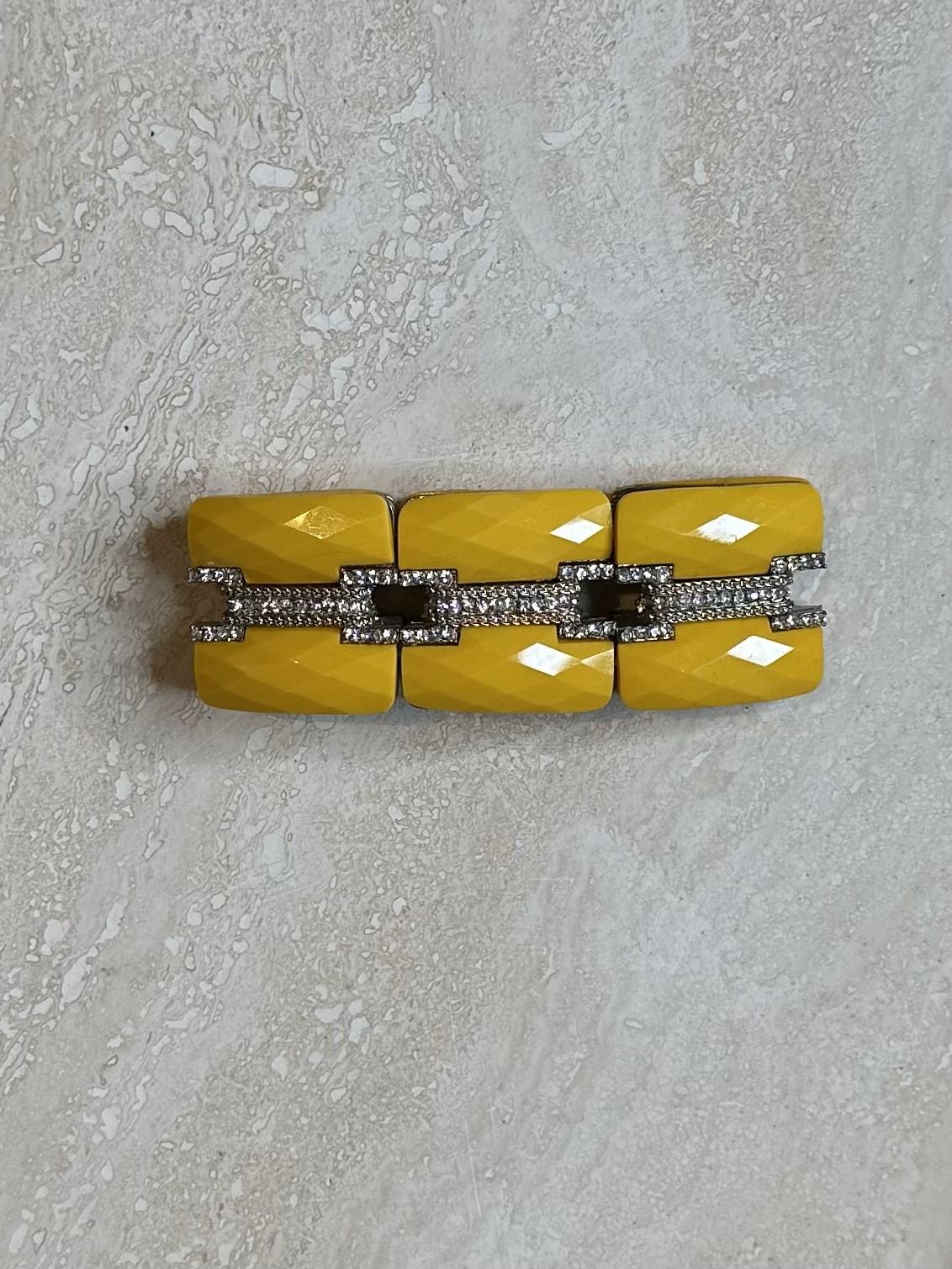 Bracelet Regency vintage jaune extensible en vente 1