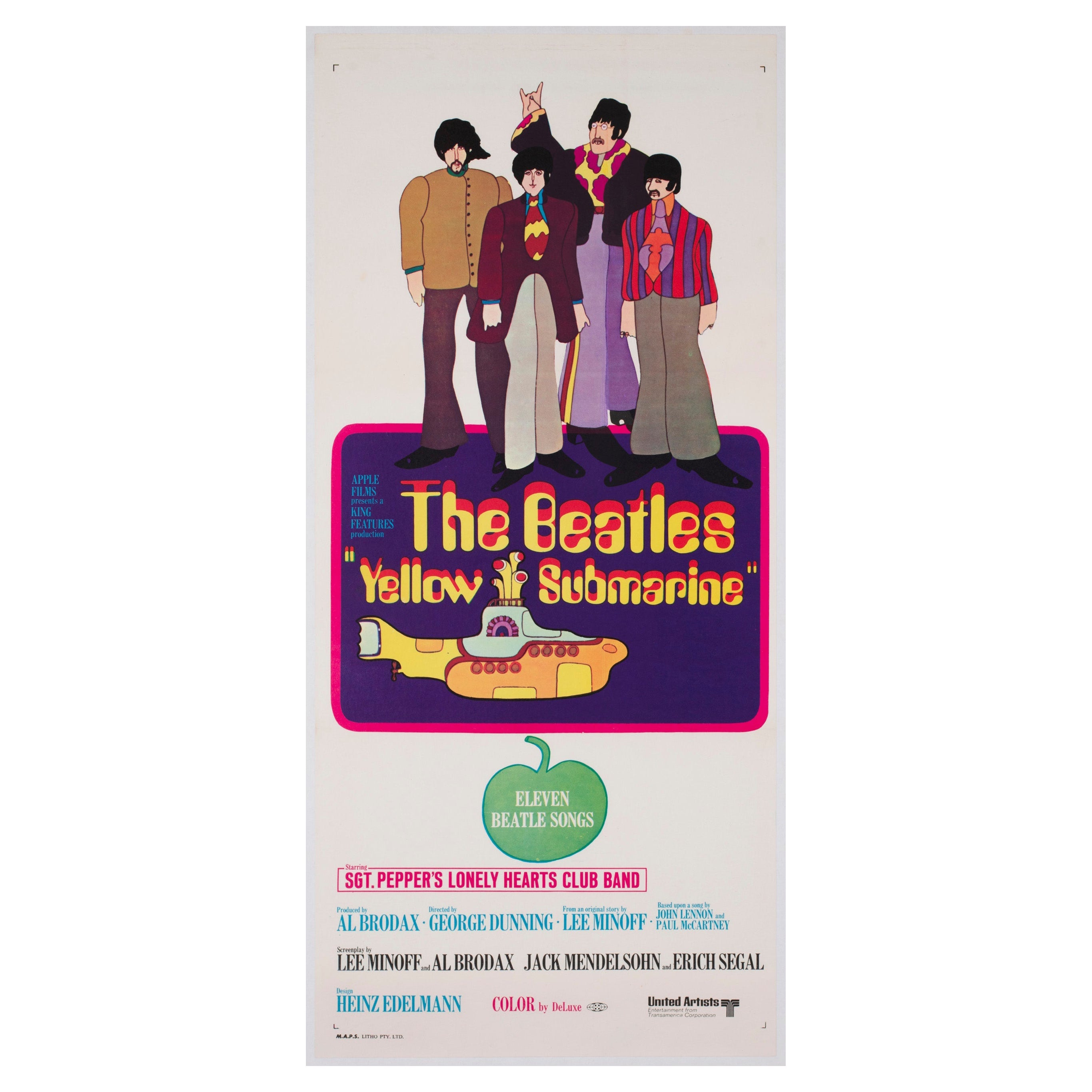 Yellow Submarine 1968 Australian Daybill Film Poster