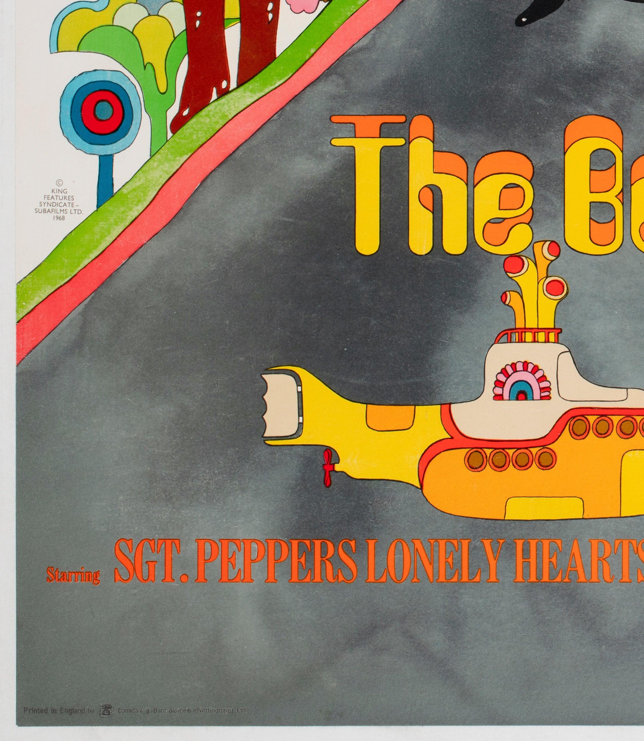 Yellow Submarine 1968 UK Quad Advance Film Poster, Heinz Edelmann Lino en venta